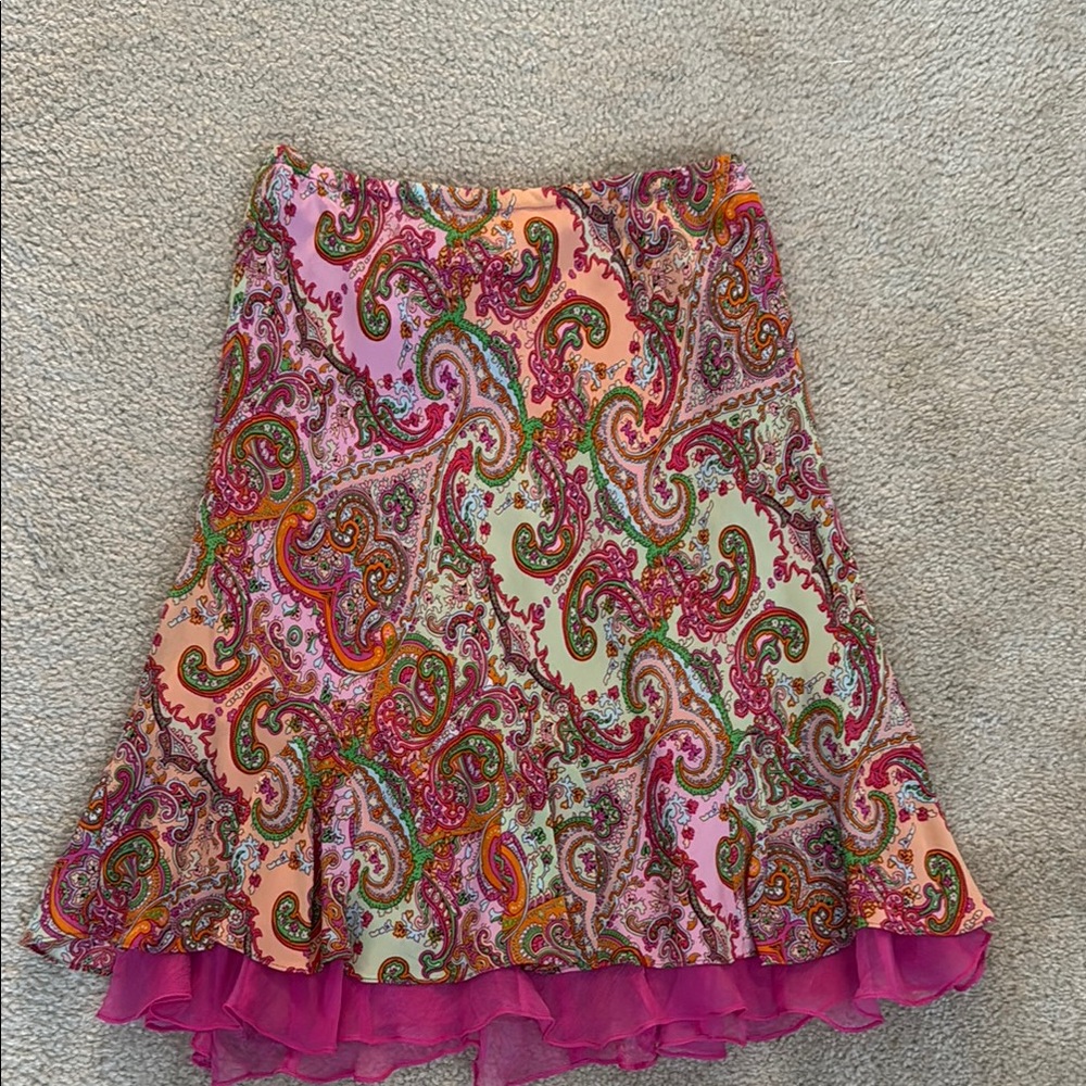 SLB Pink Ruffled Fit and Flare Cocktail Skirt